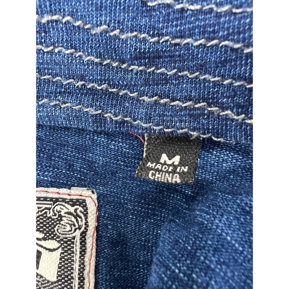 Jeremiah Mens Blue Slub Knit Henley Long Sleeve Shirt 100% Cotton Size M Indigo - Picture 4 of 10
